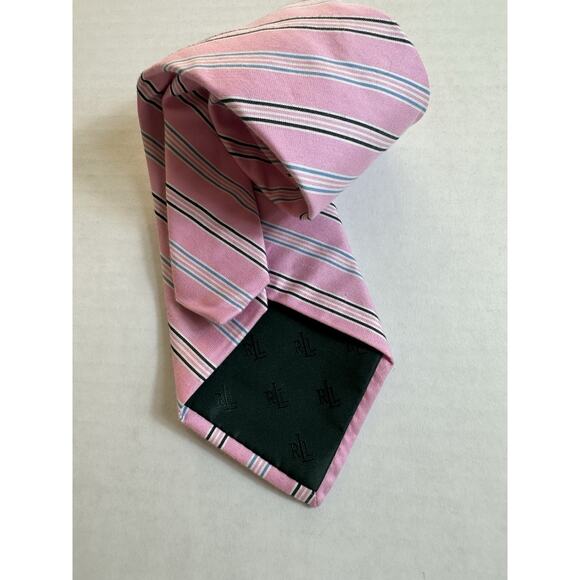 Lauren Ralph Lauren Men's Neck Tie Pink Striped Silk/Cotton Preppy Trendy - Picture 3 of 13